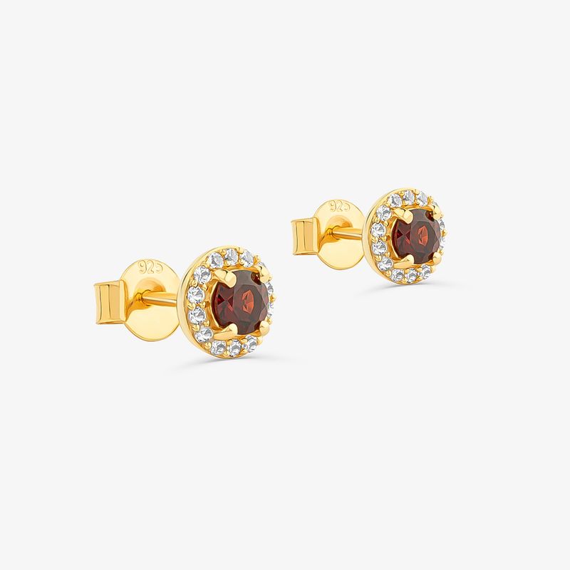 Brinco com Granada e Topázio em Prata 925 com Banho de Ouro Amarelo 18k