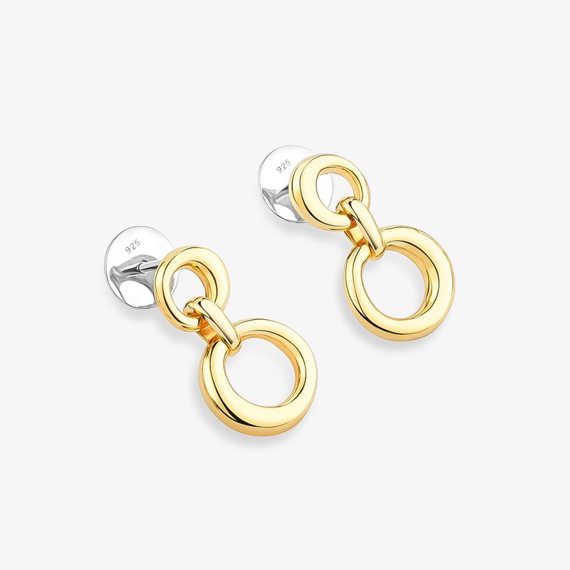 Brinco Círculos em Prata 925 com Banho de Ouro Amarelo 18K