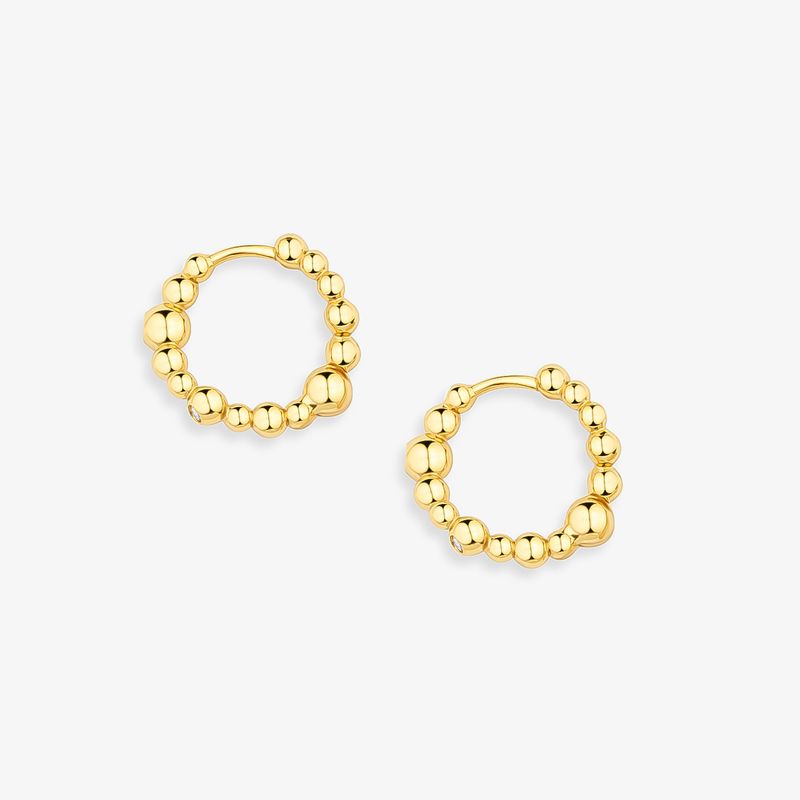 Brinco Argola Brilhos D Água em Prata 925 com Banho de Ouro Amarelo 18K e Pedras Incolores