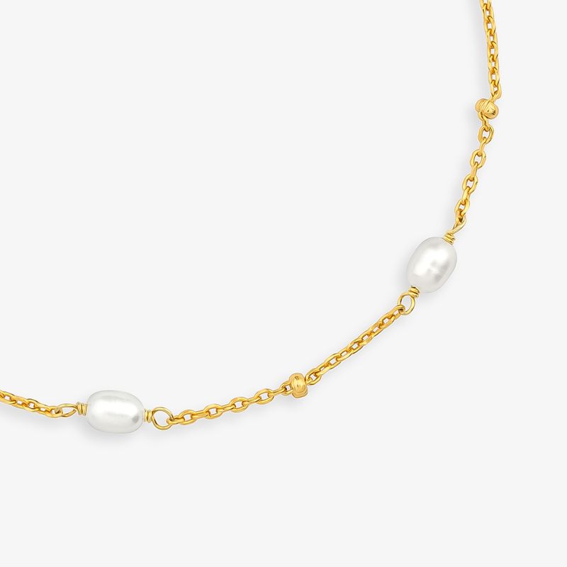 Pulseira Maleável Brilhos D Água em Prata 925 com Banho de Ouro Amarelo 18K e Pérolas - 18cm