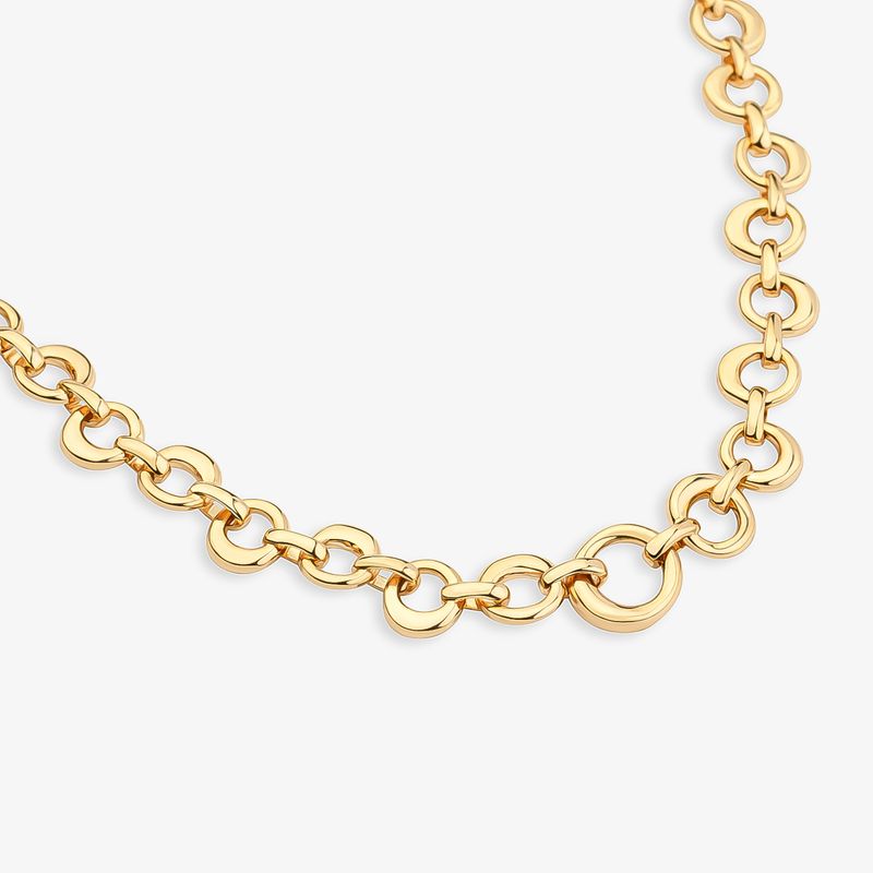 Colar Círculos Maxi em Prata 925 com Banho de Ouro Amarelo 18K