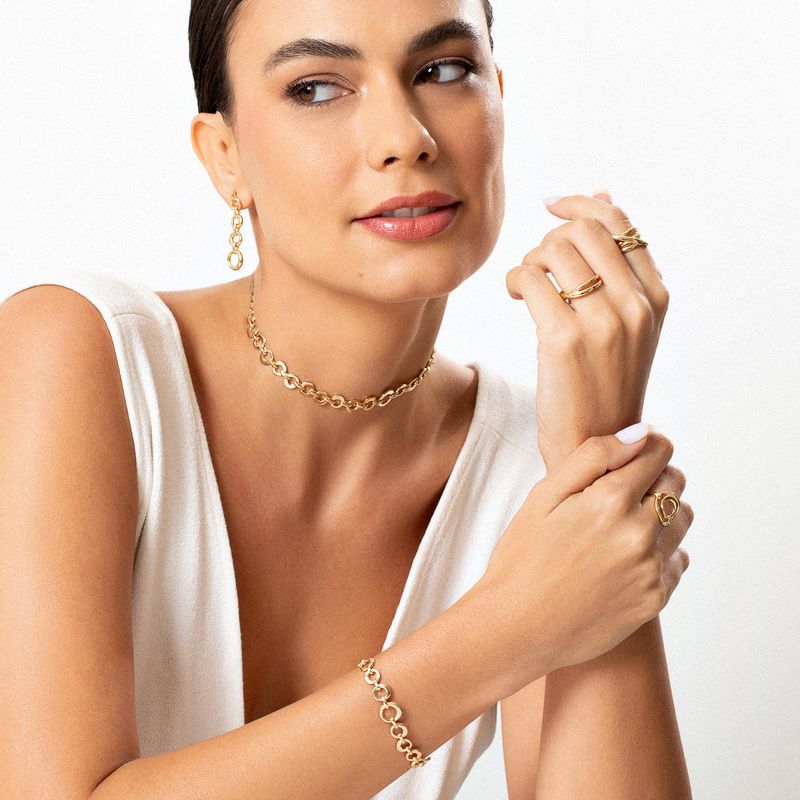 Colar Círculos Maxi em Prata 925 com Banho de Ouro Amarelo 18K