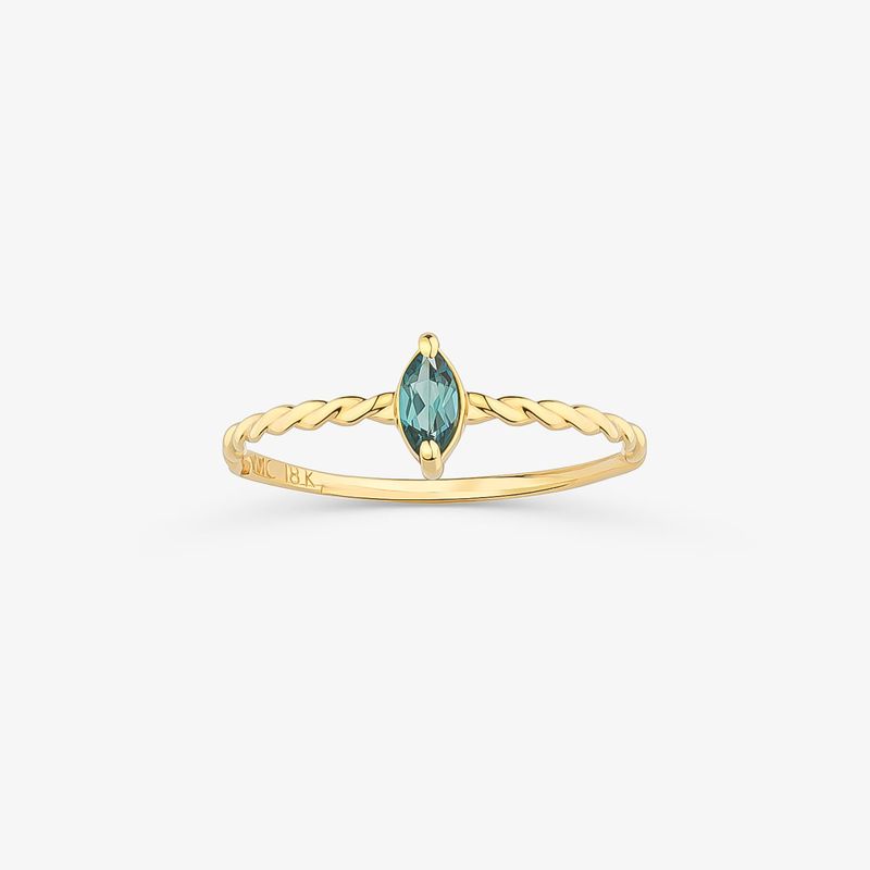 Anel Navete com Topázio London em Ouro Amarelo 18k