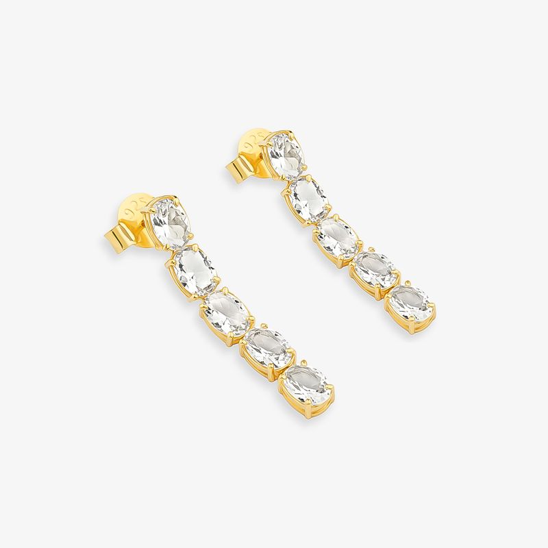 Brinco Cravejado em Prata 925 com Banho de Ouro Amarelo 18k