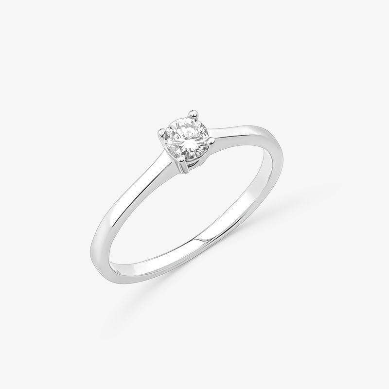 Anel Solitário Eternity em Ouro Branco 18k com 25 Pontos de Diamantes