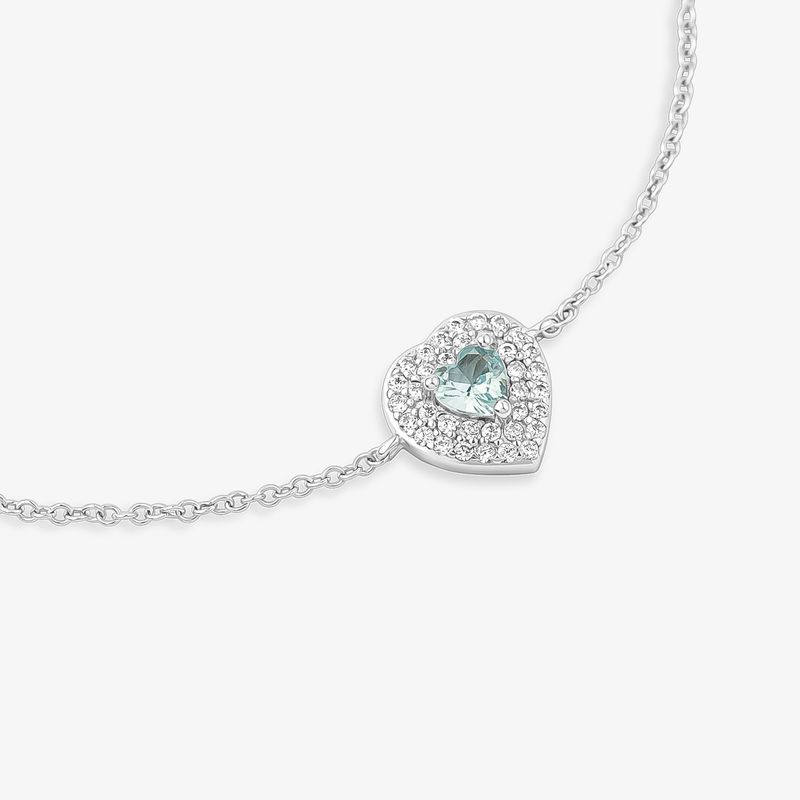 Pulseira Coração Cravejado em Prata 925