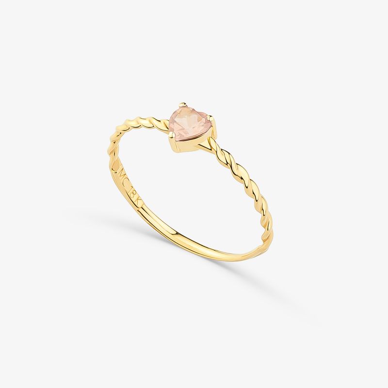 Anel Coração Summer em Ouro Amarelo 18k com Quartzo Rosa