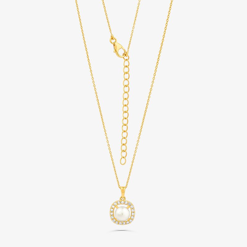 Colar com Pérola e Topázio em Prata 925 com banho de Ouro Amarelo 18k