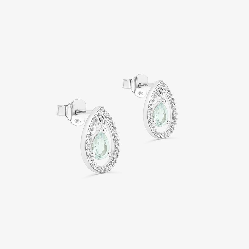 Brinco Gota Bella em Prata 925 com Topázio Azul e Topázio Incolor