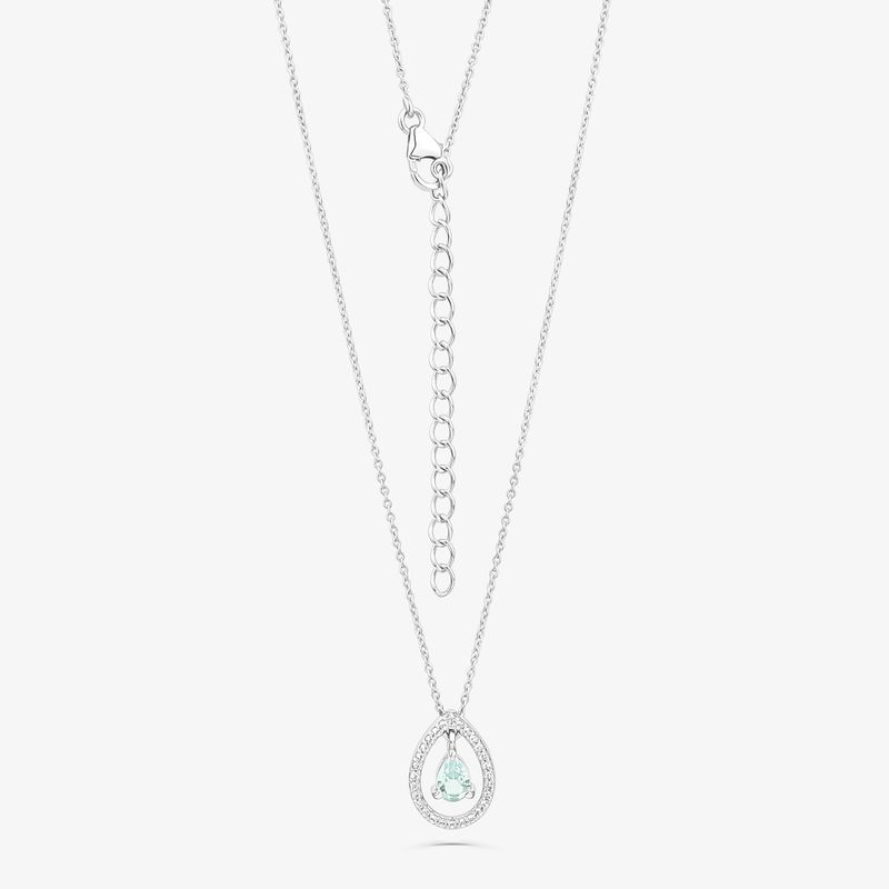 Colar Gota Bella em Prata 925 com Topázio Azul  e Topázio - 50cm