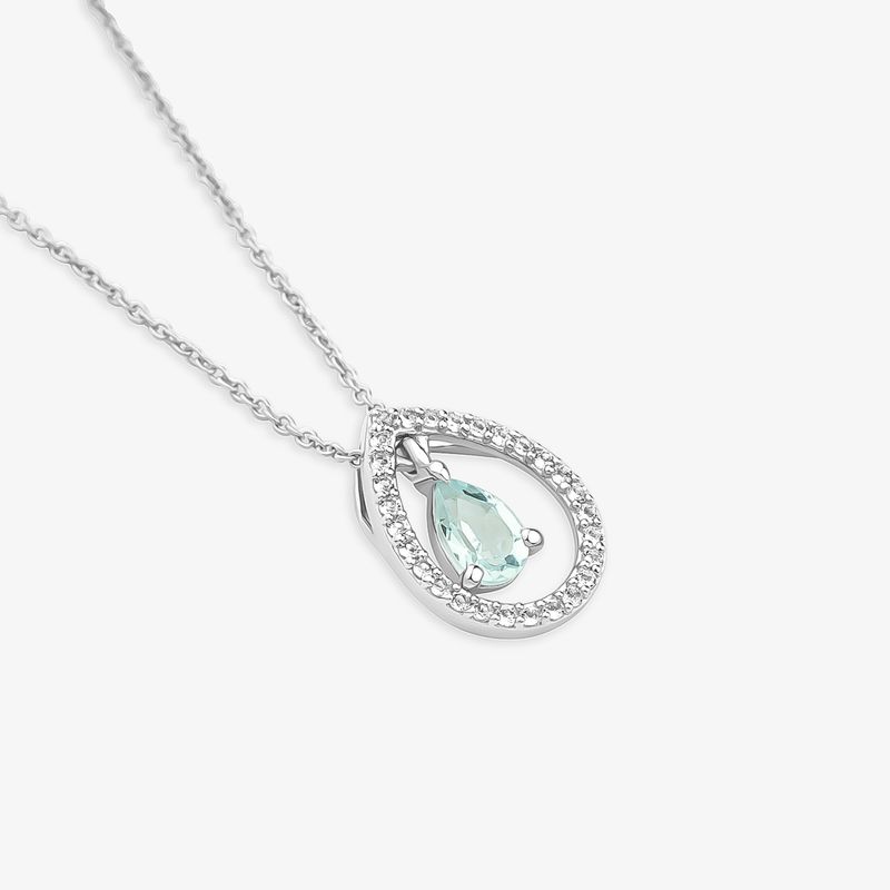Colar Gota Bella em Prata 925 com Topázio Azul  e Topázio - 50cm