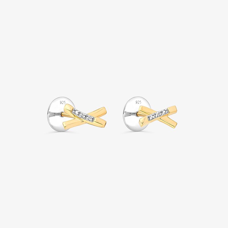 Brinco Cruzado com Topázio em Prata 925 com Banho de Ouro Amarelo 18k