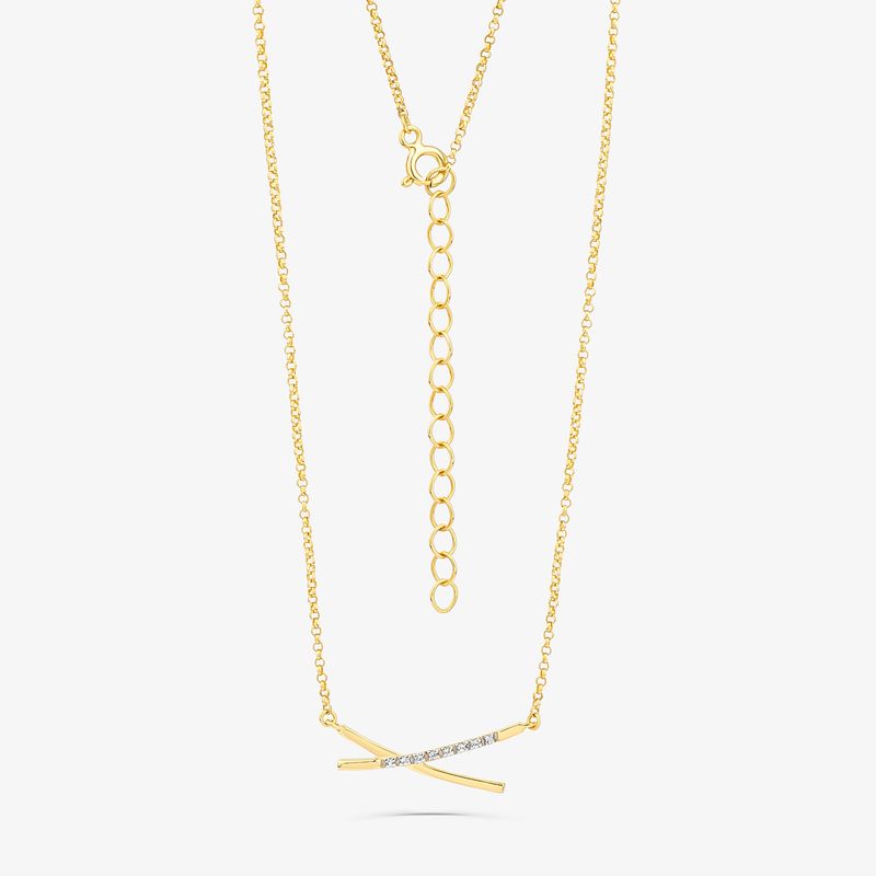 Colar Cruzado com Topázio em Prata 925 com Banho de Ouro Amarelo 18k