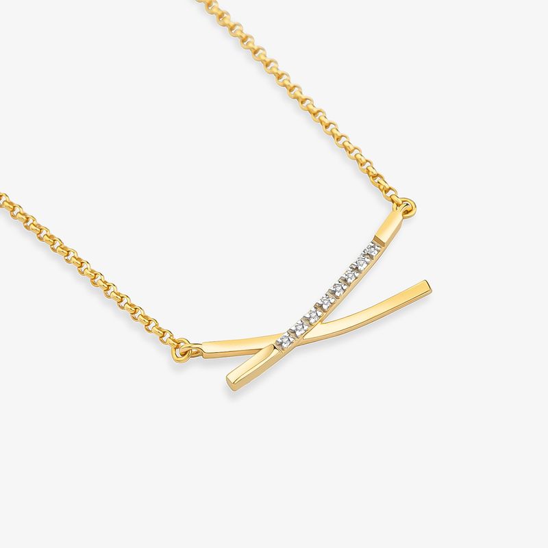 Colar Cruzado com Topázio em Prata 925 com Banho de Ouro Amarelo 18k