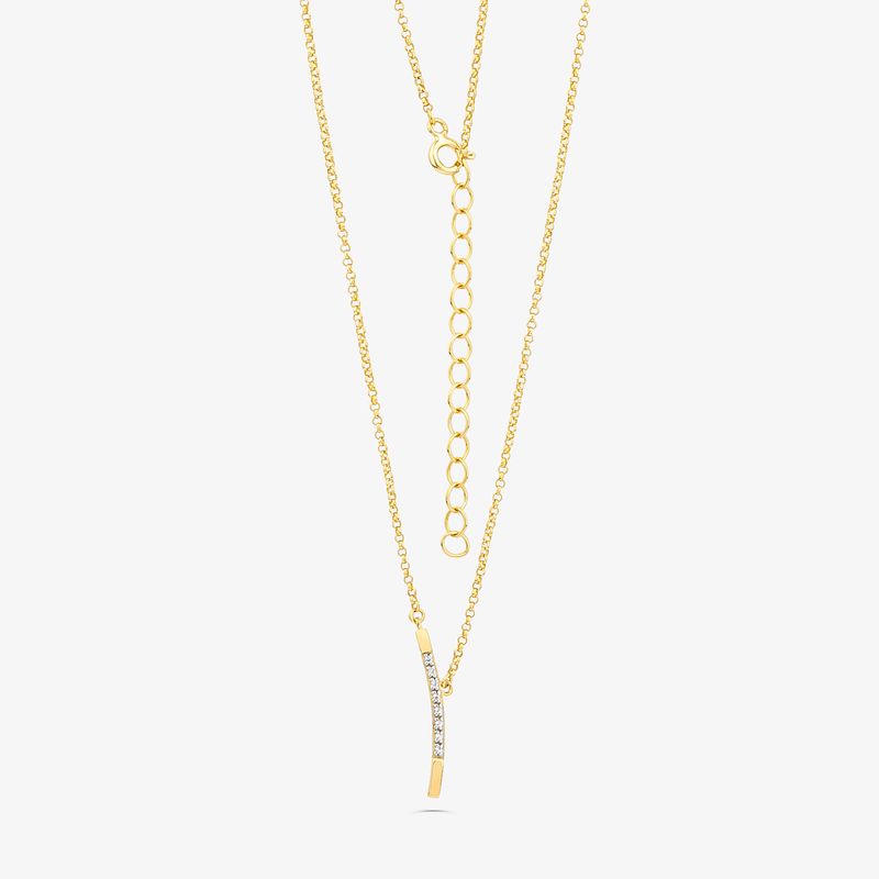 Colar Vertical com Topázio em Prata 925 com Banho de Ouro Amarelo 18k