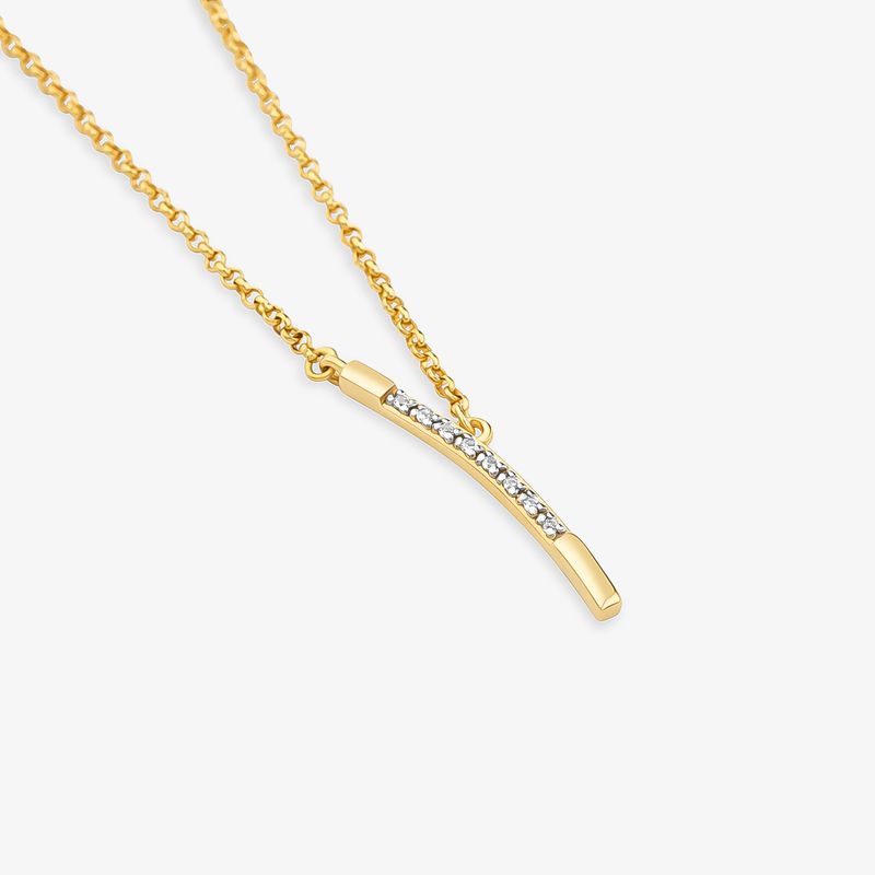 Colar Vertical com Topázio em Prata 925 com Banho de Ouro Amarelo 18k