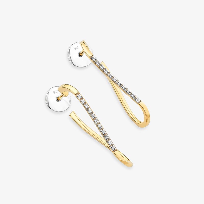 Brinco Argola Infinito com Topázio em Prata 925 com Banho de Ouro Amarelo 18k