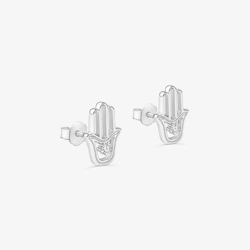 Brinco Hamsa Cravejado em Prata 925