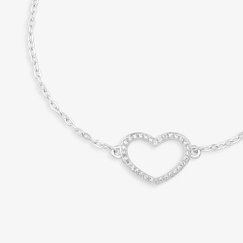 Pulseira Coração Cravejado em Prata 925