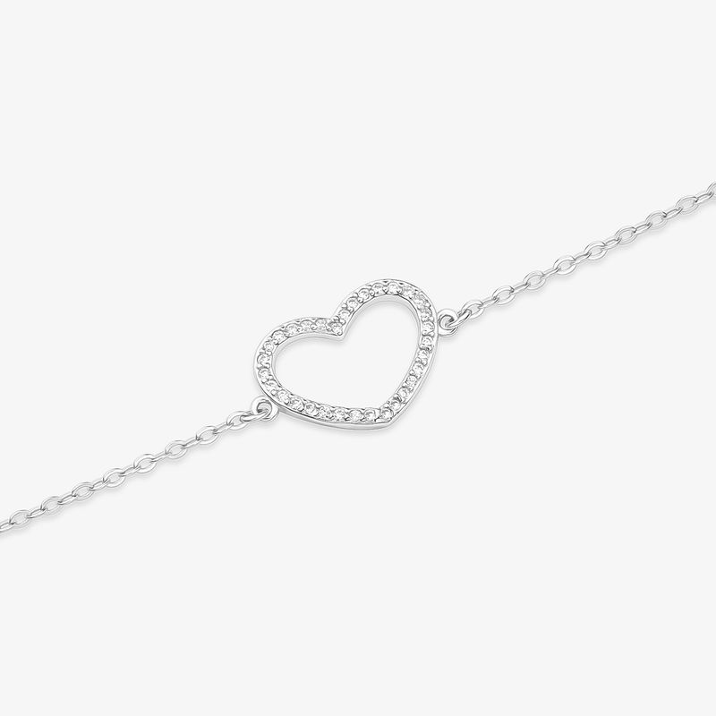 Pulseira Coração Cravejado em Prata 925