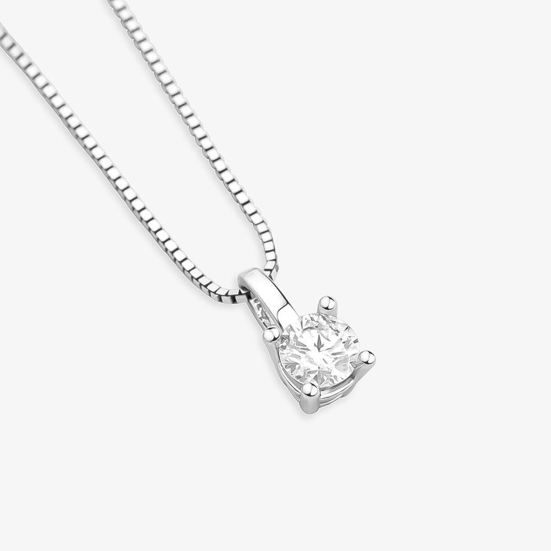 Pingente Solitário Eternity em Ouro Branco 18k com 20 Pontos de Diamante