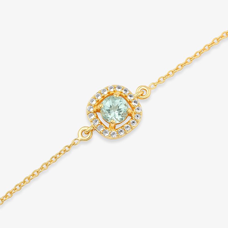 Pulseira com Topázio Azul e Topázio em Prata 925 com Banho de Ouro Amarelo 18k