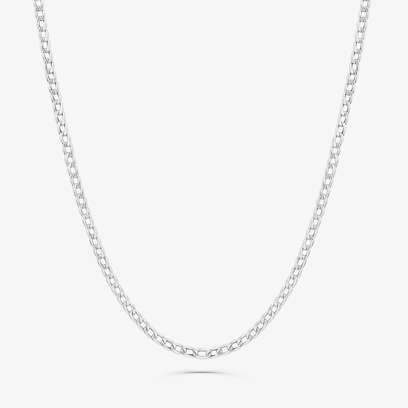 Corrente Malha Groumet em Ouro Branco 18K - 60cm