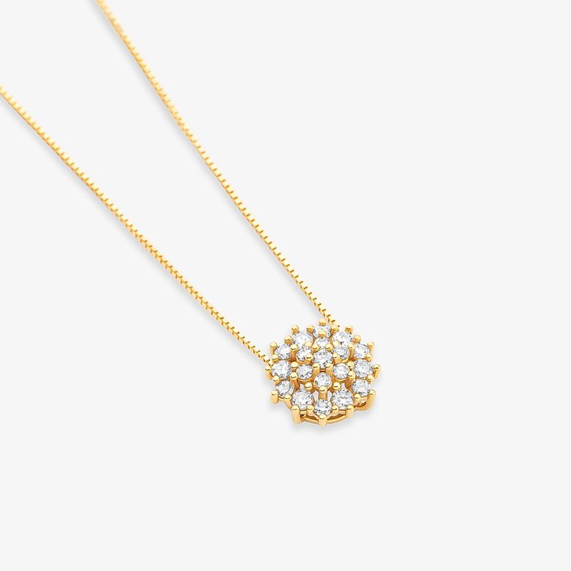Pingente Florence em Ouro Amarelo 18k com 29 Pontos de Diamantes - 9 mm
