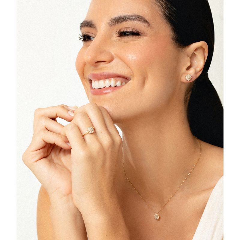 Pingente Florence em Ouro Amarelo 18k com 29 Pontos de Diamantes - 9 mm