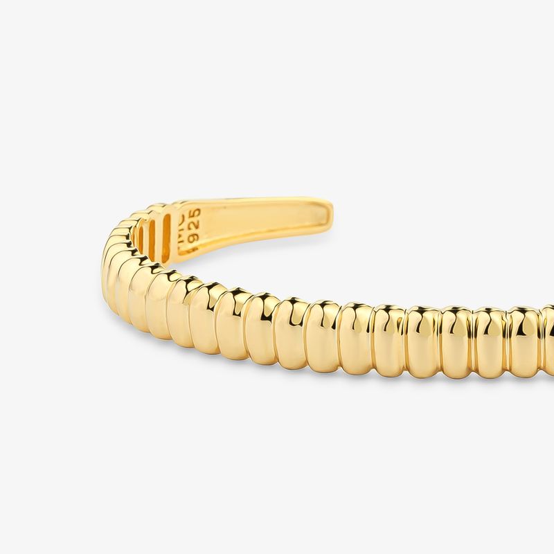 Pulseira Textura em Prata 925 com Banho de Ouro Amarelo 18k - 17 cm