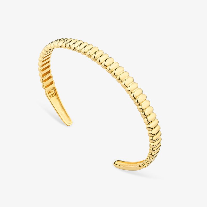 Pulseira Textura em Prata 925 com Banho de Ouro Amarelo 18k - 17 cm