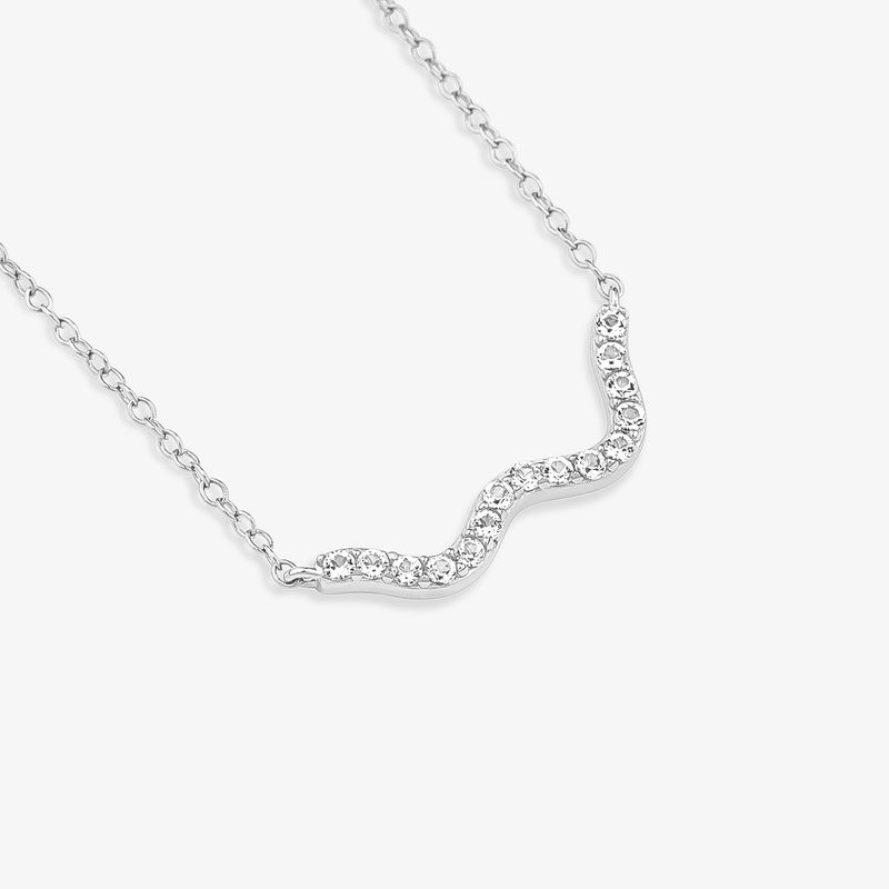 Colar Curvas Elementos em Prata 925 e Topázio - 45cm