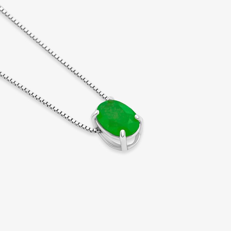 Pingente Oval com Quartzo Verde em Prata 925