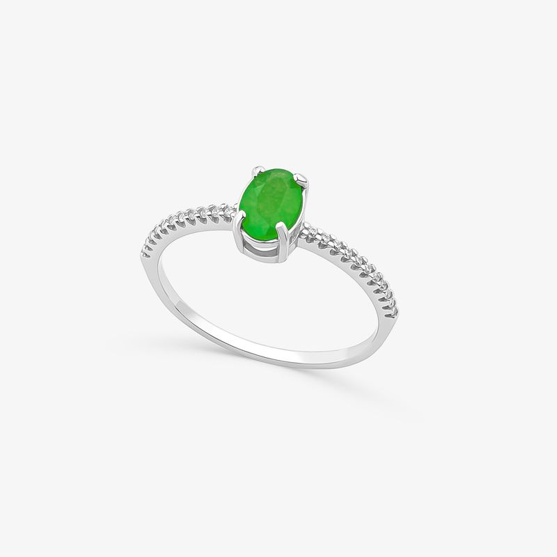 Anel Oval com Quartzo Verde e Topázio em Prata 925