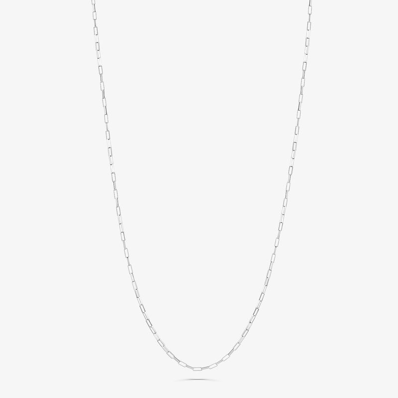 Corrente Malha Veneziana Alongada em Ouro Branco 18k - 60CM