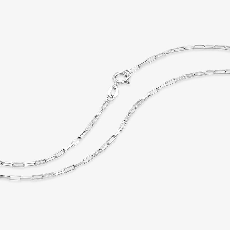 Corrente Malha Veneziana Alongada em Ouro Branco 18k - 60CM
