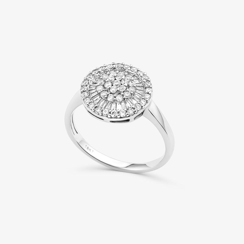 Anel Majestic em Ouro Branco 18k com 65 Pontos de Diamantes- 12 mm