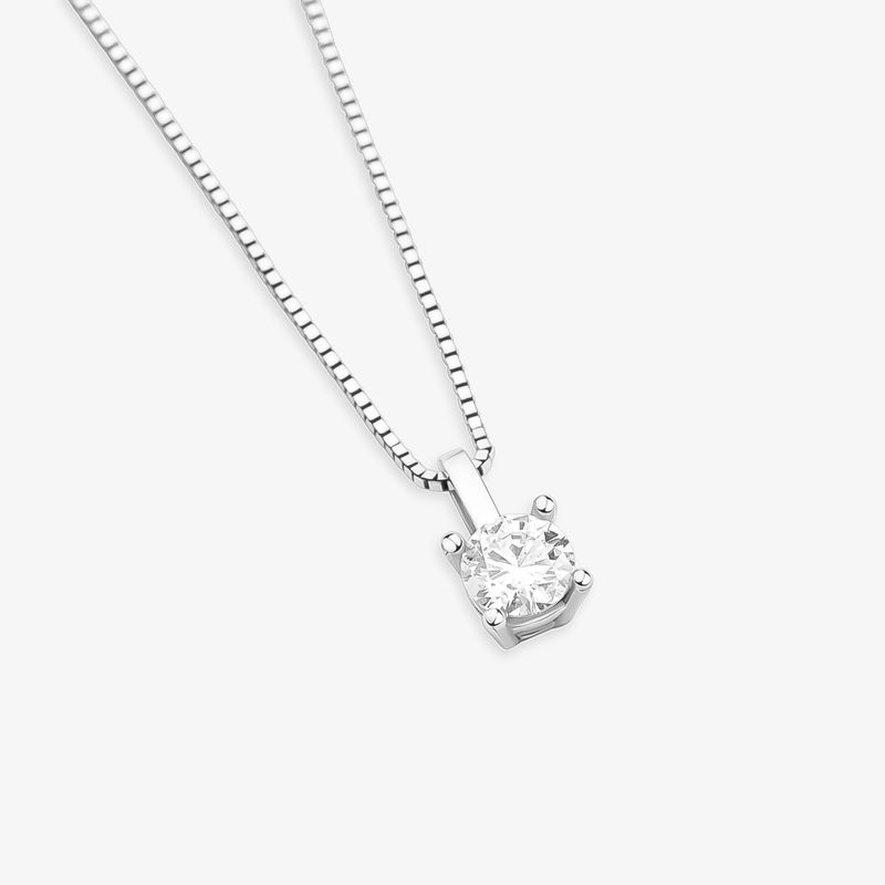 Pingente Solitário Eternity em Ouro Branco 18k com 25 Pontos de Diamante