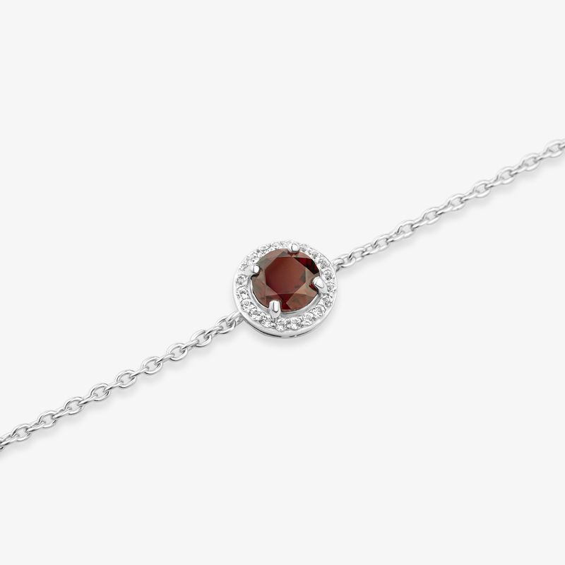Pulseira Redondo Virtude em Prata 925 Granada e Topázio - 18 cm