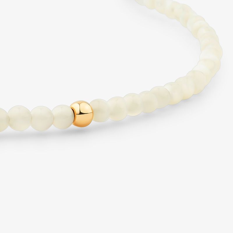 Pulseira Identidade em Madre Pérola com Esfera em Ouro Amarelo 18k - 18 cm