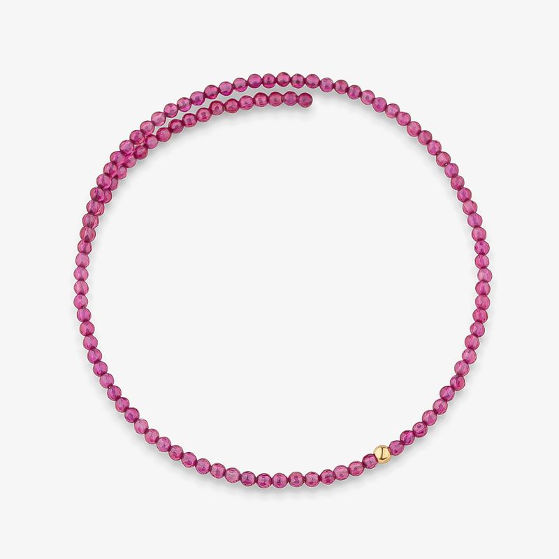 Pulseira Identidade em Rubi com Esfera em Ouro Amarelo 18k - 18 cm