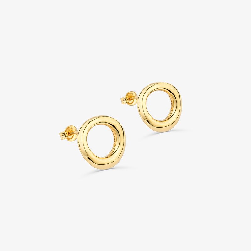 Brinco Stud Redondo Vazado Unique em Ouro Amarelo 18k