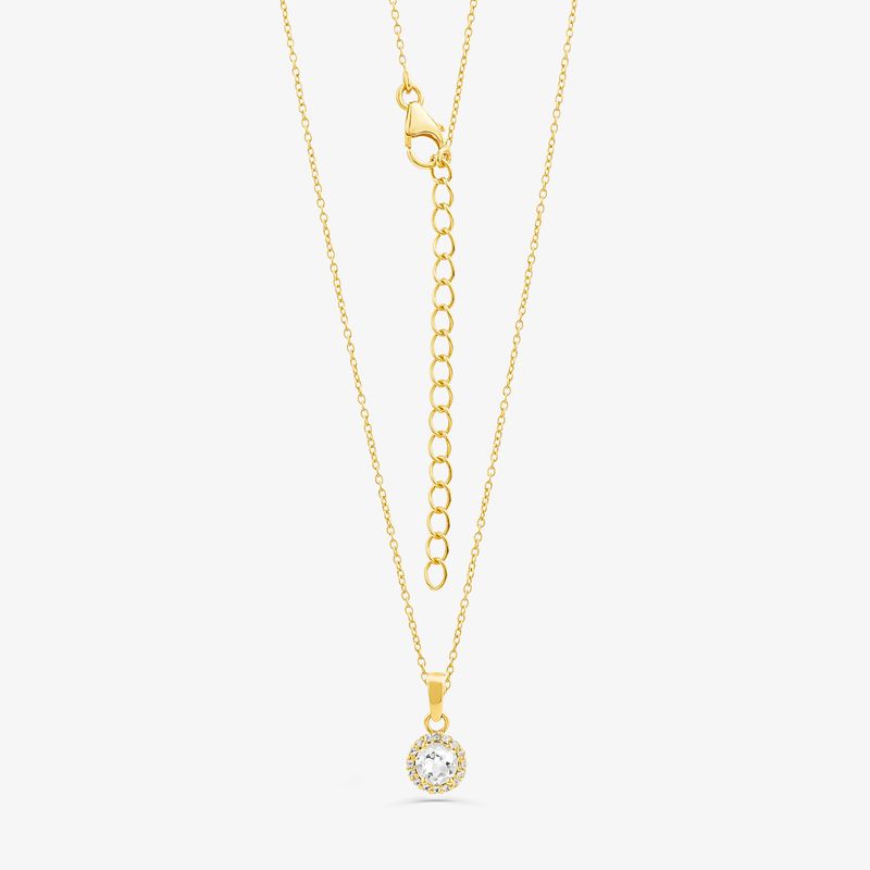 Colar Solitário com Topázio em Prata 925 com banho de Ouro Amarelo 18k