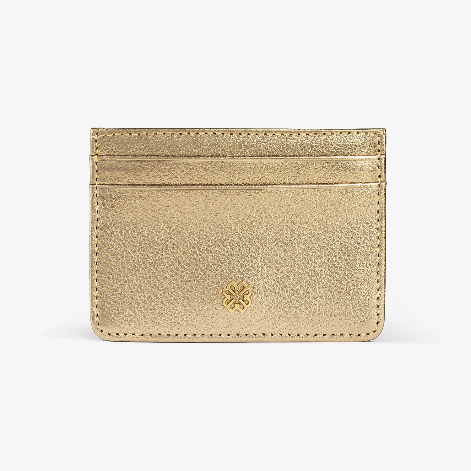 Porta-Cartão Monte Carlo Feminino em Couro Dourado