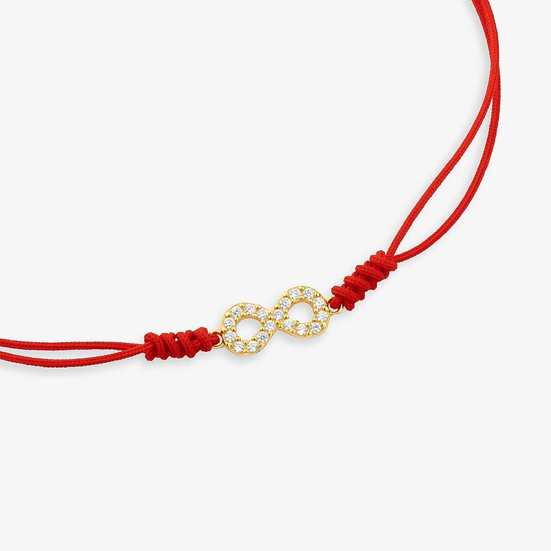 Pulseira de Infinito Cravejado em Prata 925 com Banho de Ouro Amarelo 18K