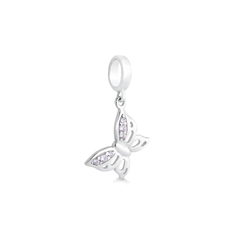 Charm Borboleta Cravejado em Prata 925