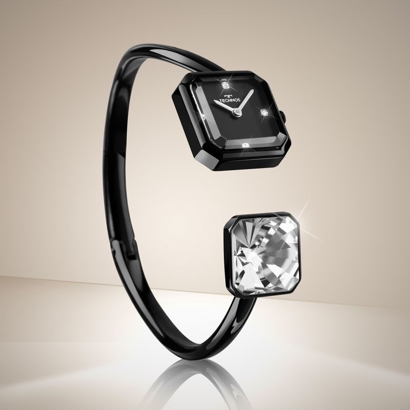 Relógio Technos Feminino Crystal em Aço Preto 751AB/1P