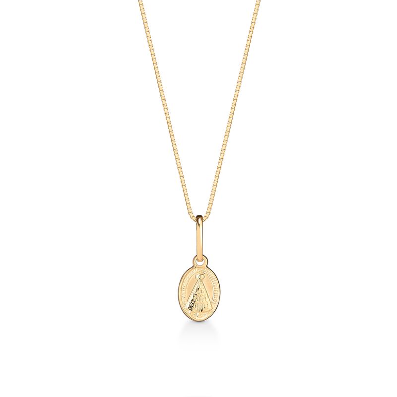 Pingente Medalha Nossa Senhora Aparecida em Ouro Amarelo 18k