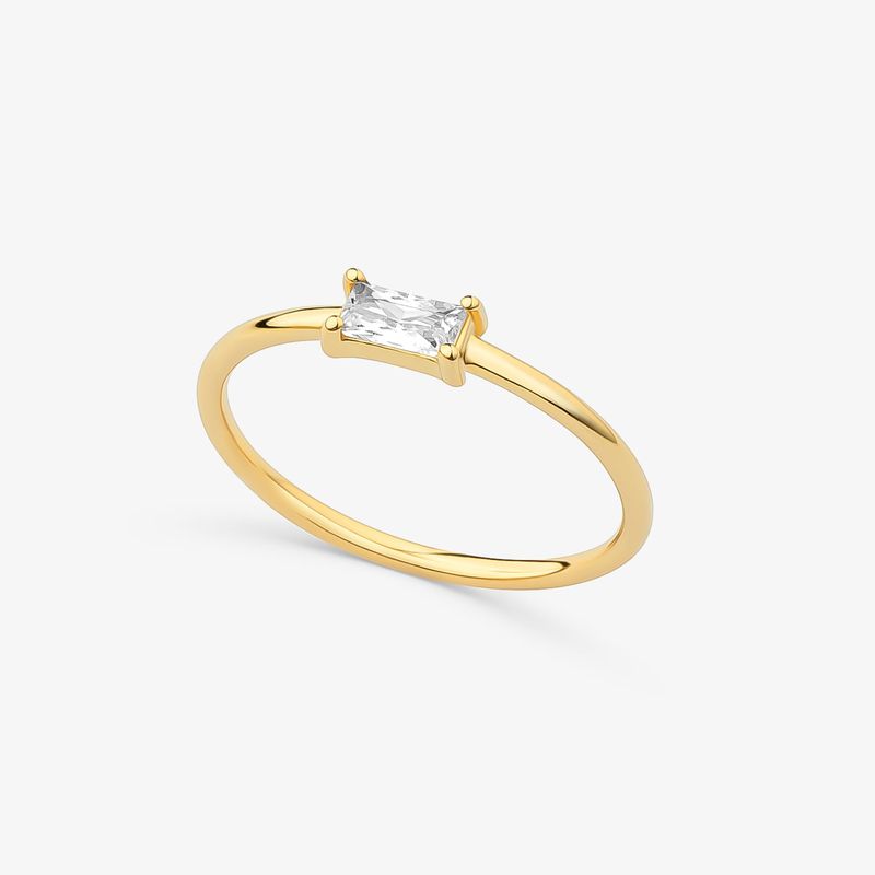 Anel Cravejado em Prata 925 com Banho De Ouro Amarelo 18K