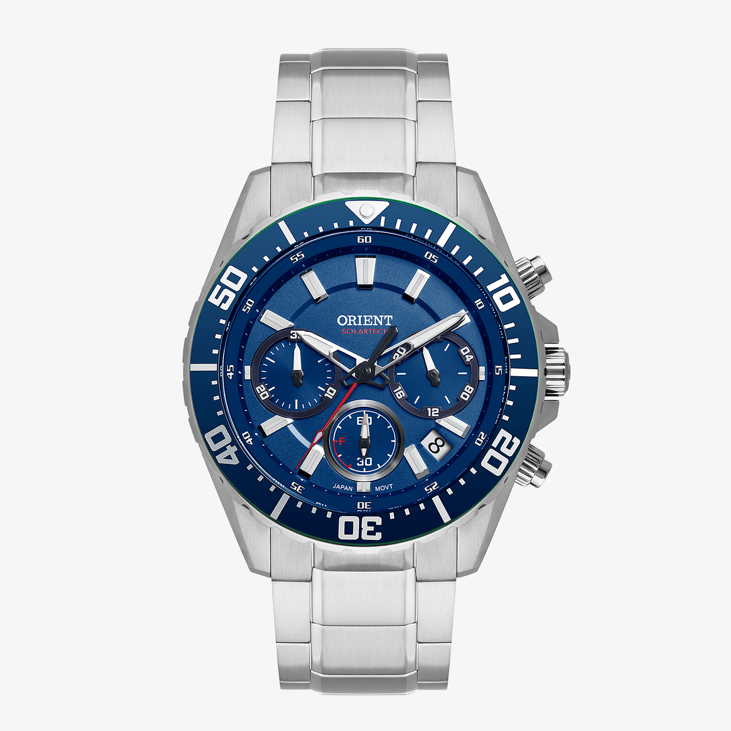 Relógio Orient Solartech Cronógrafo Masculino em Aço Prateado MBSSC288-D1SX